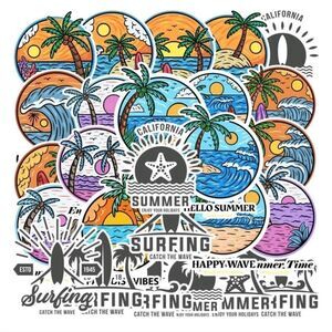 Surfing & Palm Tree Stickers